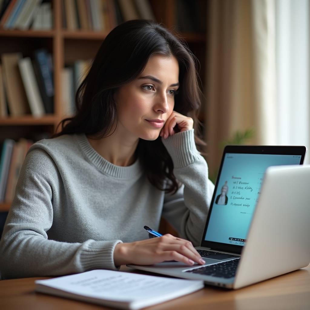 Specjalista uczący się prezentacji biznesowych na laptopie
