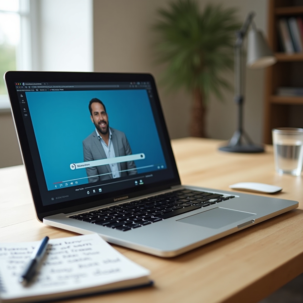 Interfejs platformy z lekcją wideo i transkrypcją